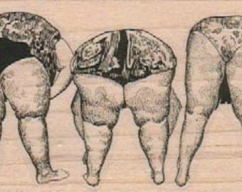 Bending butts old ladies bent swimsuit rubber stamps wood mounted 17663 scrapbooking supplies