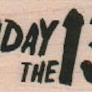 Puede incluir: Dise&ntilde;o gr&aacute;fico en blanco y negro del texto "Viernes 13" con un n&uacute;mero 13 estilizado.