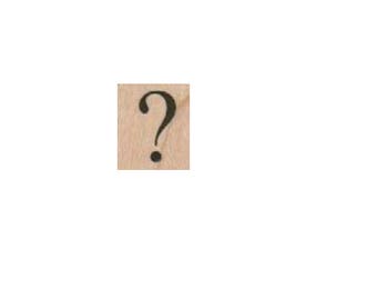 Könnte beinhalten: Ein Holz-Stempel mit einem schwarzen Fragezeichen.