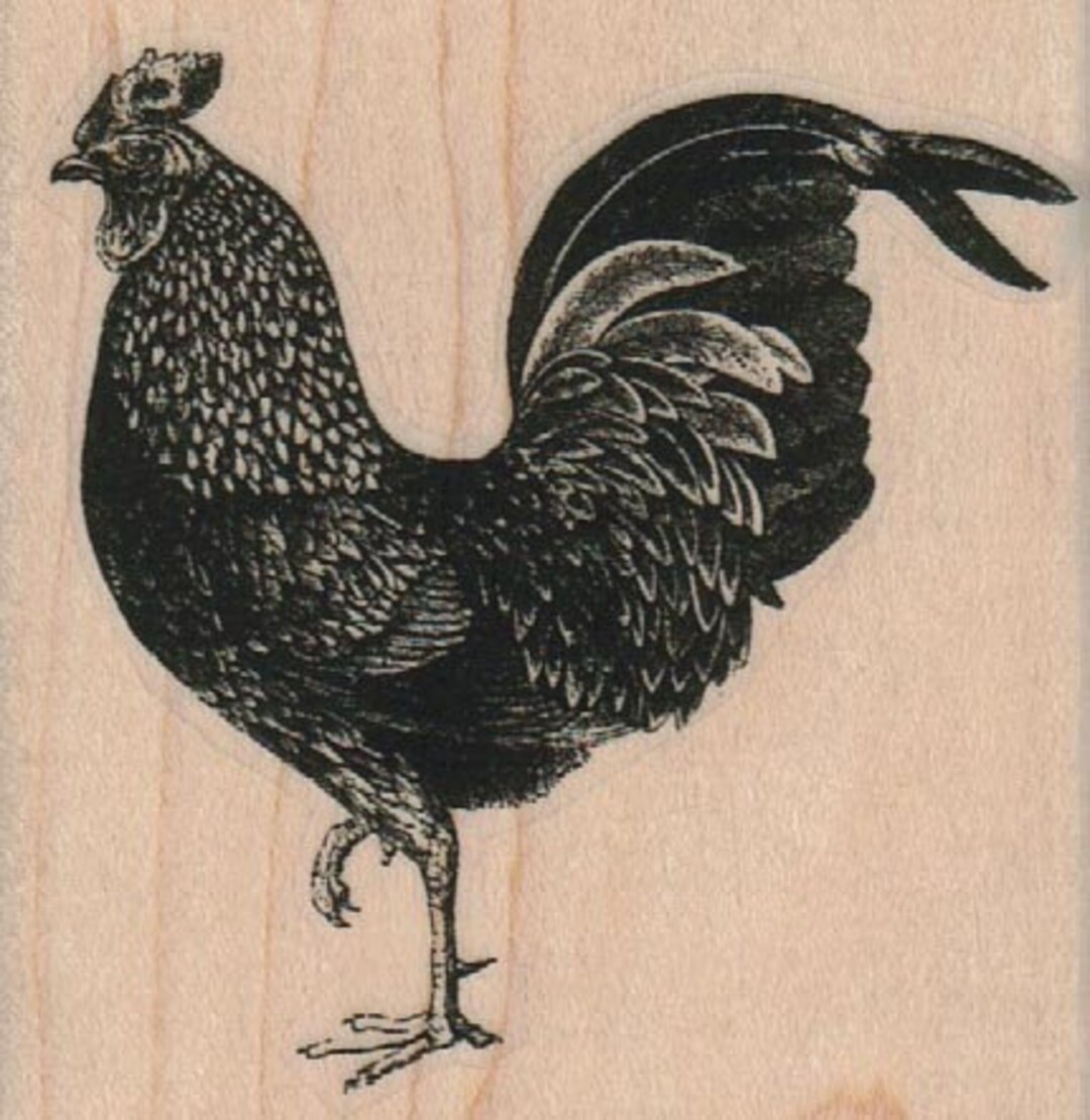 Rubber Stamp Chicken Rooster Cling, Unmounted or Wood Mounted