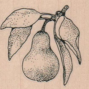 Pear rubber stamp Steampunk Victorian  fruit stamping supplies  rubber stamp    stamp number 9862