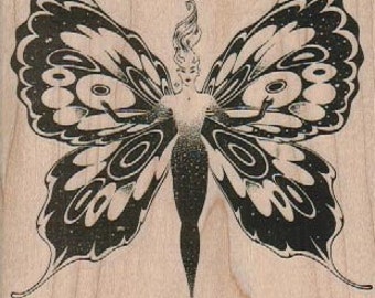 Rubber stamp Butterfly woman scrapbooking supplies number 18198 wood Mounted unmounted or cling stamp