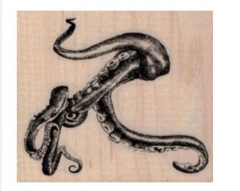 Octopus Squid Octopus Tentacle   rubber stamps Rubber  stamping oddity steampunk scrapbooking supplies Octopus   Octopus  19516