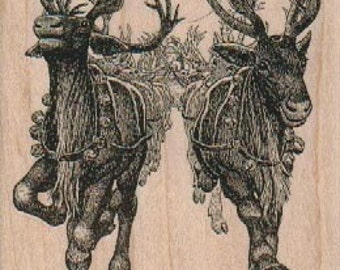 rubber stamp Large Christmas Reindeer  Rubber  Stamp stamping craft supplies 17972 paper craft