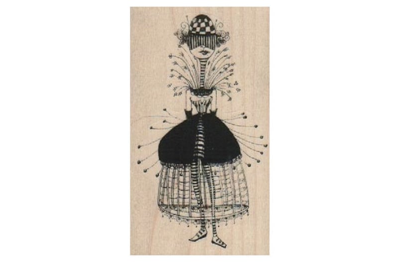 circus stamp girl on swing trapeze rubber stamp Steampunk Stamp whimsical Rubber Stamp by Mary Vogel Lozinak 18512 image 4