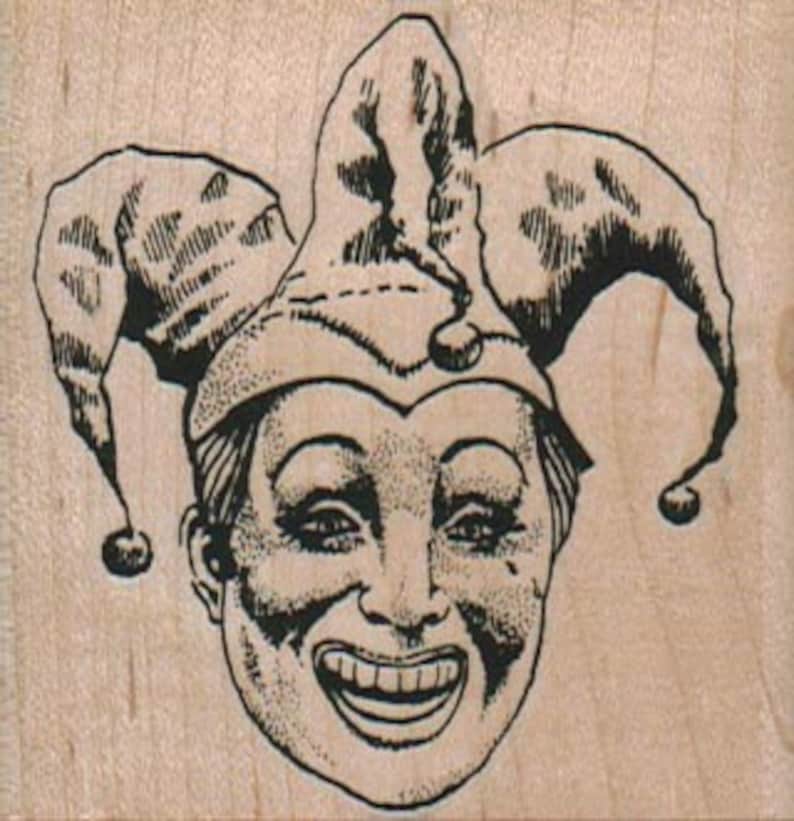 Jester Clown face circus stamp wood Mounted rubber stamp stamp number 2019