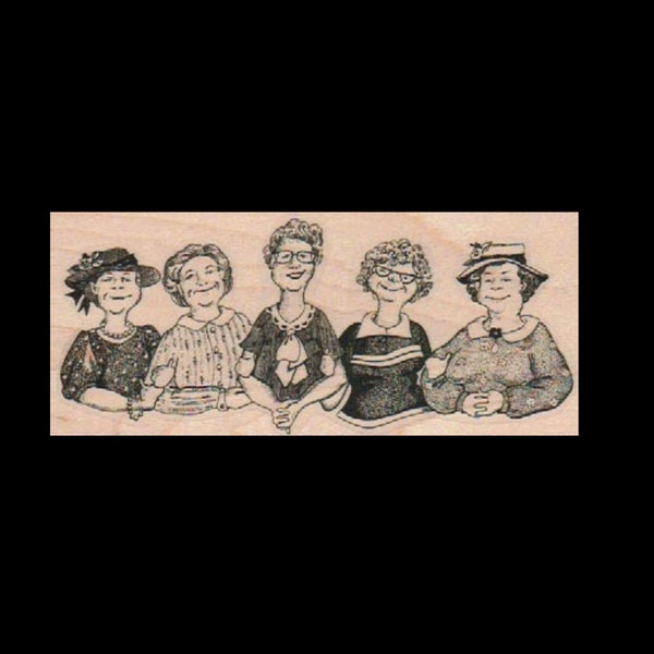 5 woman friends rubber  stamp  five ladies laughing  18871