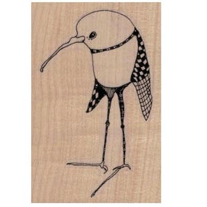 ゴム印 長いくちばしの鳥 鳥のスタンプ スタンピング ゼンタングル オリジナルデザイン メアリー・フォーゲル ロジナック No 20108