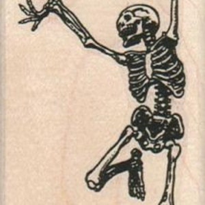 Rubber stamp Halloween dancing skeleton bones  unMounted  scrapbooking supplies number 10373