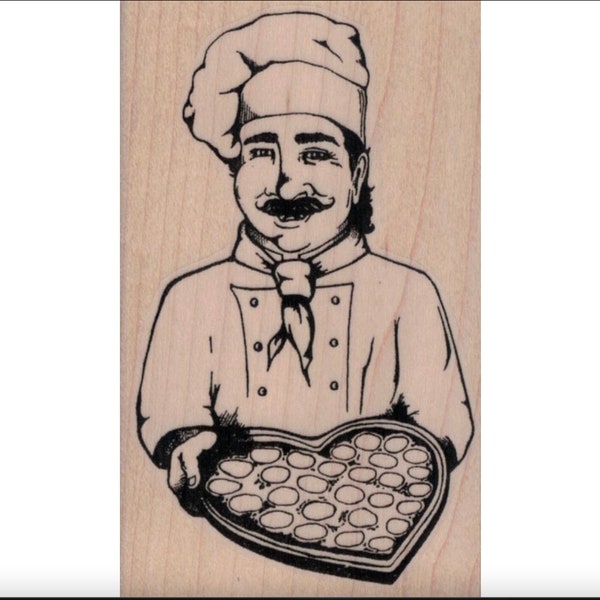 Rubber stamp  Pizza Chef man 20185  heart Valentin's Day stamps stamping dinner pasta Italian restaurant