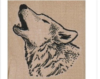 Rubber stamp wolf head dog   cling stamp, unmounted or wood Mounted  scrapbooking supplies 6825