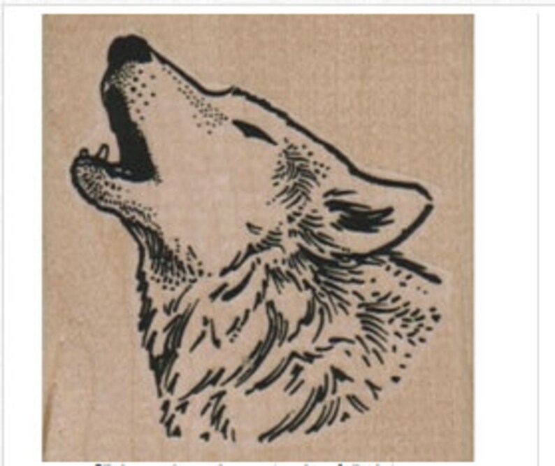 Rubber stamp wolf head dog cling stamp, unmounted or wood Mounted scrapbooking supplies 6825 image 1