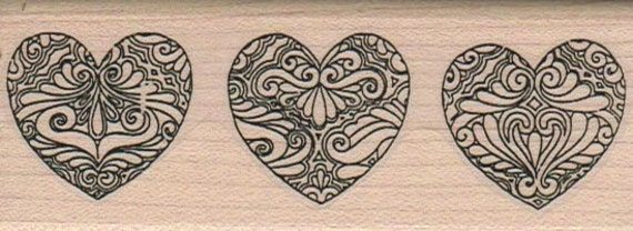 Valentine's Rubber stamp  fancy heart  border Cling stamp, unmounted or wood mounted stamp  craft   scrapbooking supplies number 6972