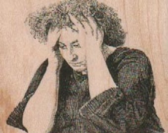 Rubberen stempel Lady holding Hoofd hout gemonteerd ongemonteerd, verslijm rubberen stempel scrapbooking supplies no18210