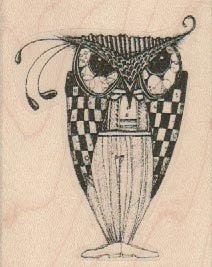 original rubber  stamp  Whimsical Owl  craft stamping plate  design mary vogel lozinak 19156  zentan
