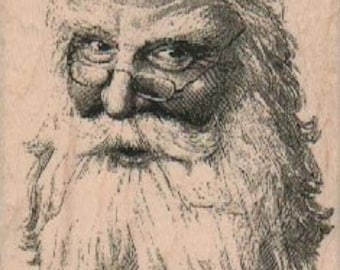 Christmas rubber stamp Santa Clause face  cling stamp, unmounted or wood mounted stamp 18931