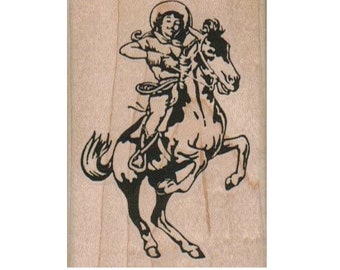 Cowgirl on a horse rubber stamps.  Cowboy Cowgirls   stamp   stamping supplies number 2884