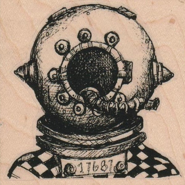 deep sea diver  rubber stamp dressed in clothes  whimsical  Rubber Stamp by Mary Vogel Lozinak  tateam EUC team  19354