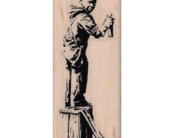 Banksy rubberen stempels graffiti Spray schilder Jongen rubberen stempel straatkunstenaar stempelen ambachtelijke scrapbooking benodigdheden