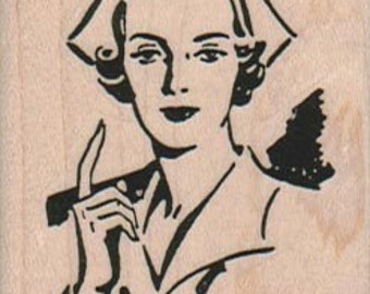 Nurse retro    rubber stamp   number 6311  wood mounted unmounted rubber or cling stamp
