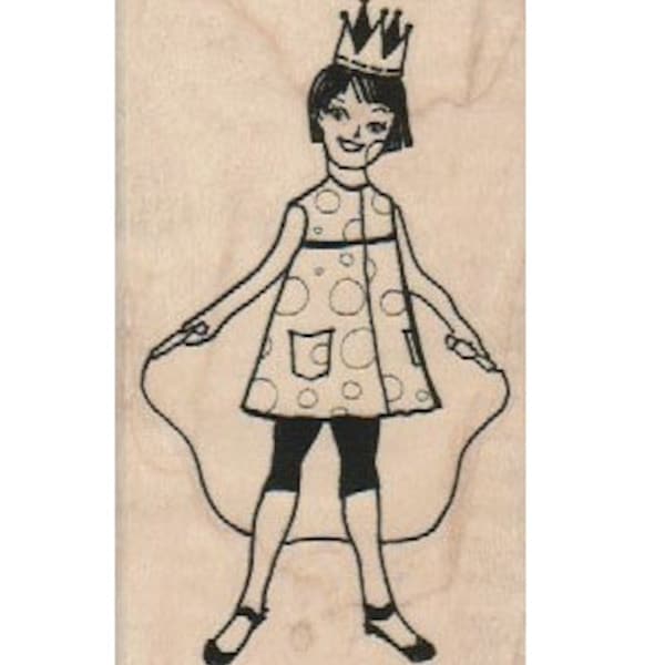 Wood mounted rubber  stamp Girl with jump rope  art stamps original design by Mary Vogel Lozinak no 18751