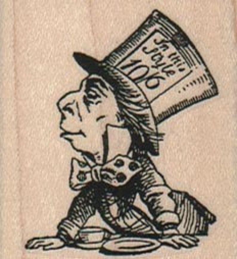 Mad Hatter tea party rubber stamp alice in wonderland 14315 image 1