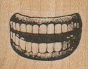 Lips & Teeth   rubber stamps place cards gifts  unmounted cling stamp or wood mounted 5895