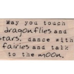 rubber stamp dragonflies stars fairies moon stamps stamping   quote  craft stamps     19753