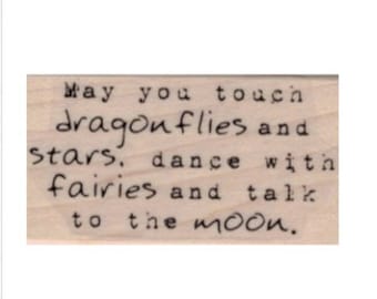 rubber stamp dragonflies stars fairies moon stamps stamping   quote  craft stamps     19753
