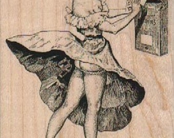 vrouw post dame rubber stempels plaats kaarten geschenken hout gemonteerd nummer18496