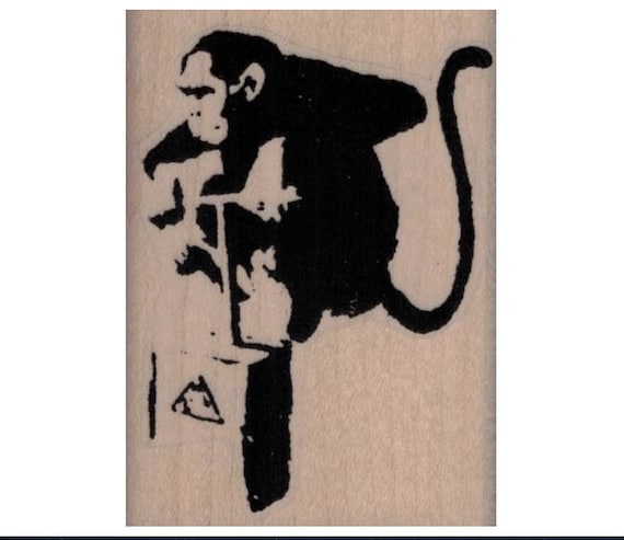 Rubber Stamp Banksy Monkey With Detonator Anarchist Stamping