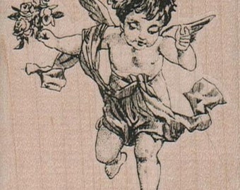 Cherub Bouquet  rubber stamps   wood mounted 9673