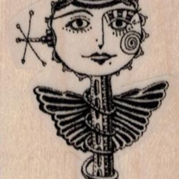 rubber stamp Whimsical skeleton key girl Crown  Mary Vogel Lozinak  tateam EUC team  19527