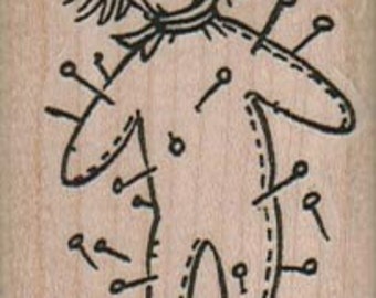 voodoo dool pins rubber stamp no3062  craft supplies wood mounted, unmounted or cling stamp