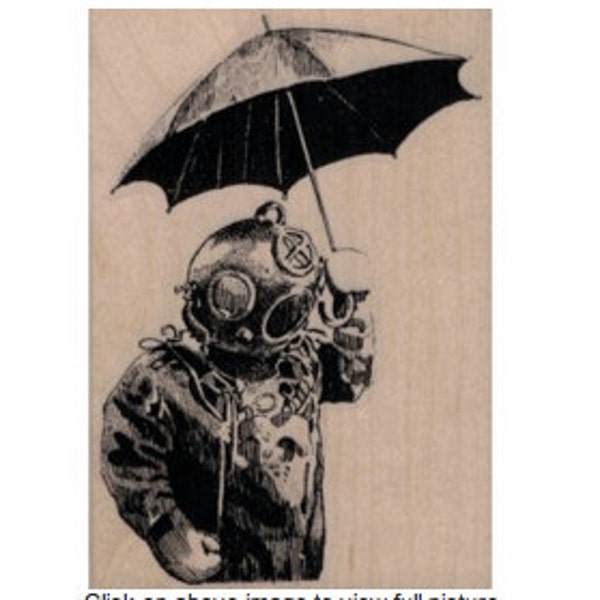 Diver Holding Umbrella  rubber stamp  Rubber Stamp   tateam EUC team  19929