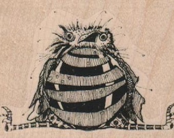 rubber  stamp  bird sitting   steampunk zentangle  wood mounted, unmounted or cling stamp   original design by Mary Vogel Lozinak no 18889