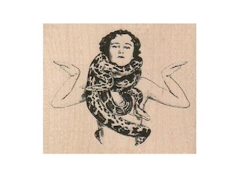 snake lady Circus woman rubber stamp   stamps stamping  number 19113 freaks oddity charmer vintage style