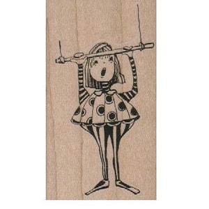 circus stamp girl on swing trapeze rubber stamp Steampunk Stamp whimsical Rubber Stamp by Mary Vogel Lozinak 18512 image 1