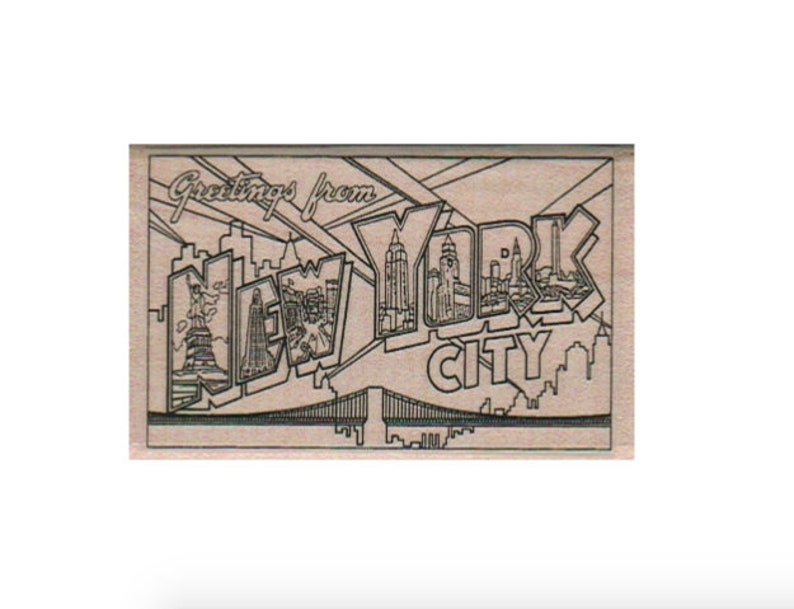 New York City rubber stamps NYC Greetings From postcard retro Etsy