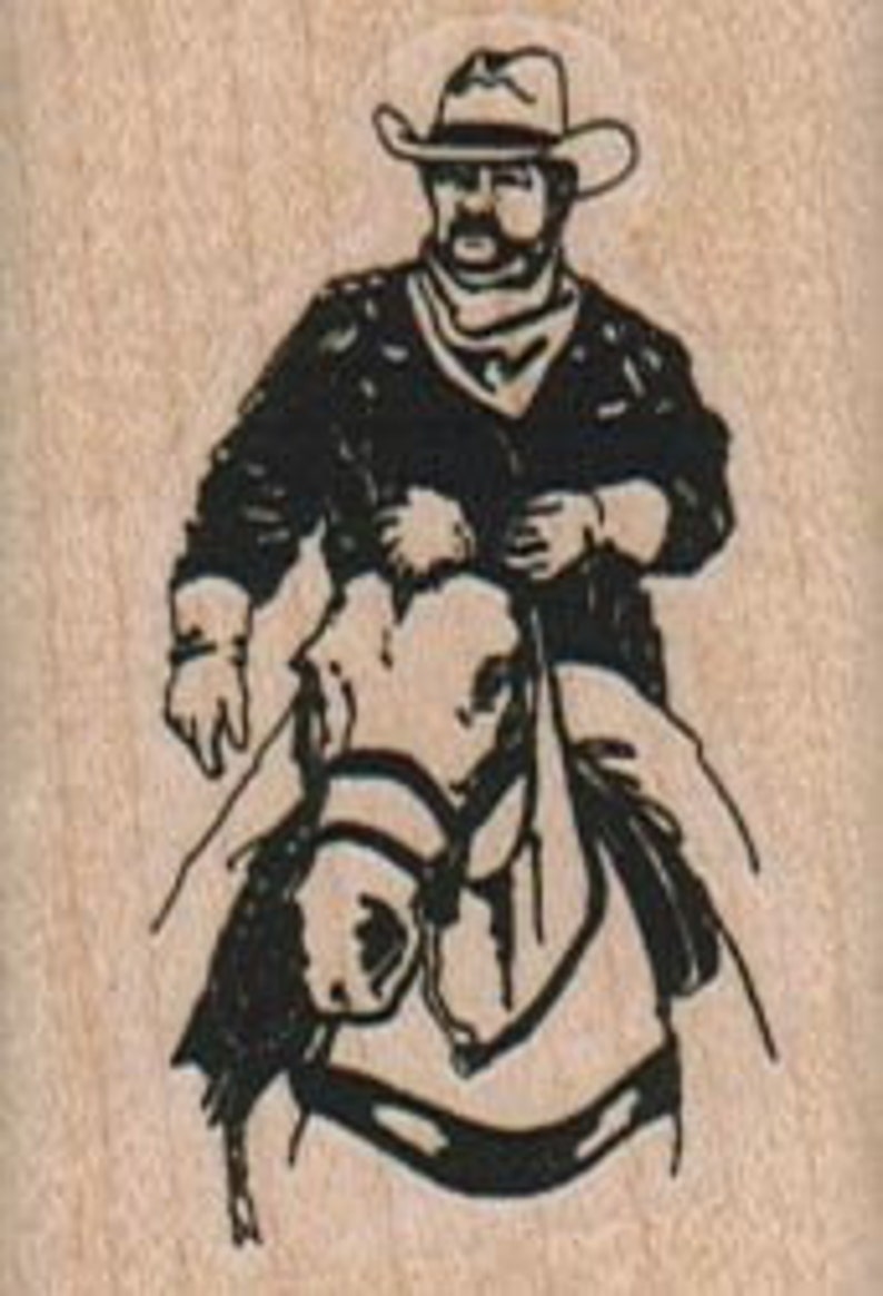 Horse head rubber stamp Stamp Rubber Stamp 8909 cowboy cling stamp, unmounted or wood mounted stamp image 4