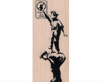 Rubber stempel Banksy Graffiti is geen misdaad 20396 stempels graffiti outsider kunst
