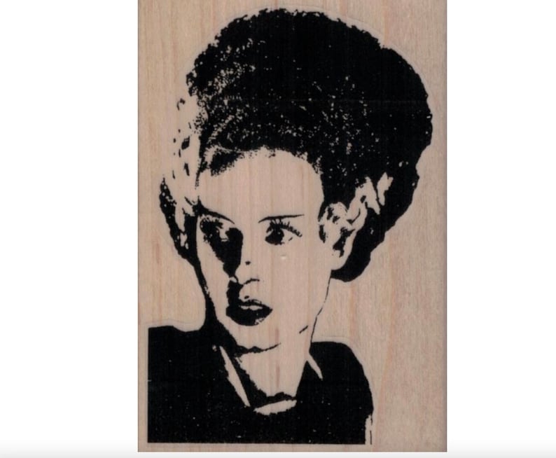Rubber stamp horror movies bride of Frankenstein 19906 stamps Halloween gore woman image 1