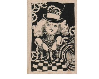 Steampunk woman in top hat and gears    Rubber Stamp by Mary Vogel Lozinak 18829