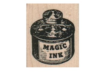 Rubber stamp Fountain Pen ink Bottle magic inks  wood Mounted  scrapbooking supplies 10282