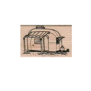 Rubber stamp  Trailer With Canopy camper camping stamps vacation stempel  10685