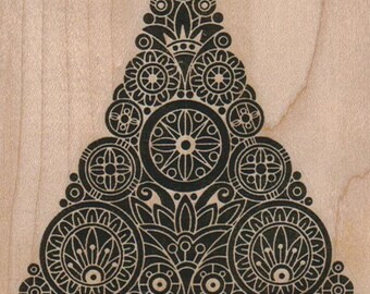 Rubber stamp Steampunk Christmas Tree  cling stamp, unmounted or wood mounted rubber stamp Stamp   Rubber Stamp  12702