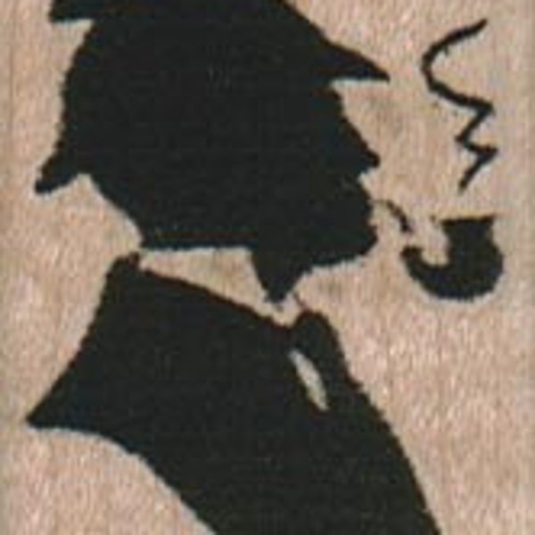 Rubber stamp  sherlock holmes man smoking pipe cling stamp, unmounted or wood  Mounted  scrapbooking supplies number 14240