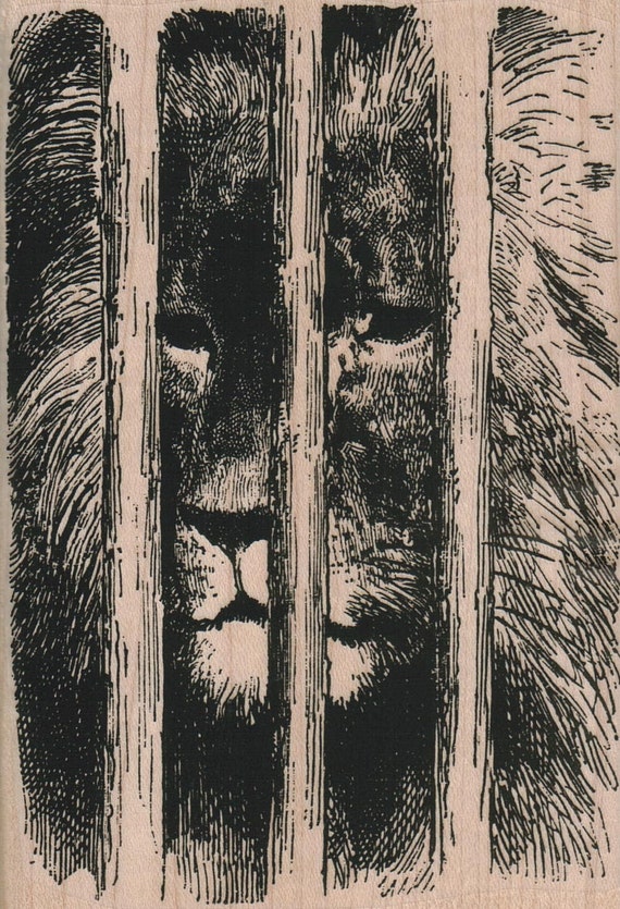 Circus carnival Lion behind bars stamp cling stamp | Etsy