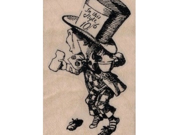 Mad Hatter tea party  rubber stamp  20016  alice in wonderland   stamps stamping plate