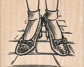 Rubber stamp    ruby shoes   Wizard of Oz  wood Mounted  scrapbooking supplies number 6023
